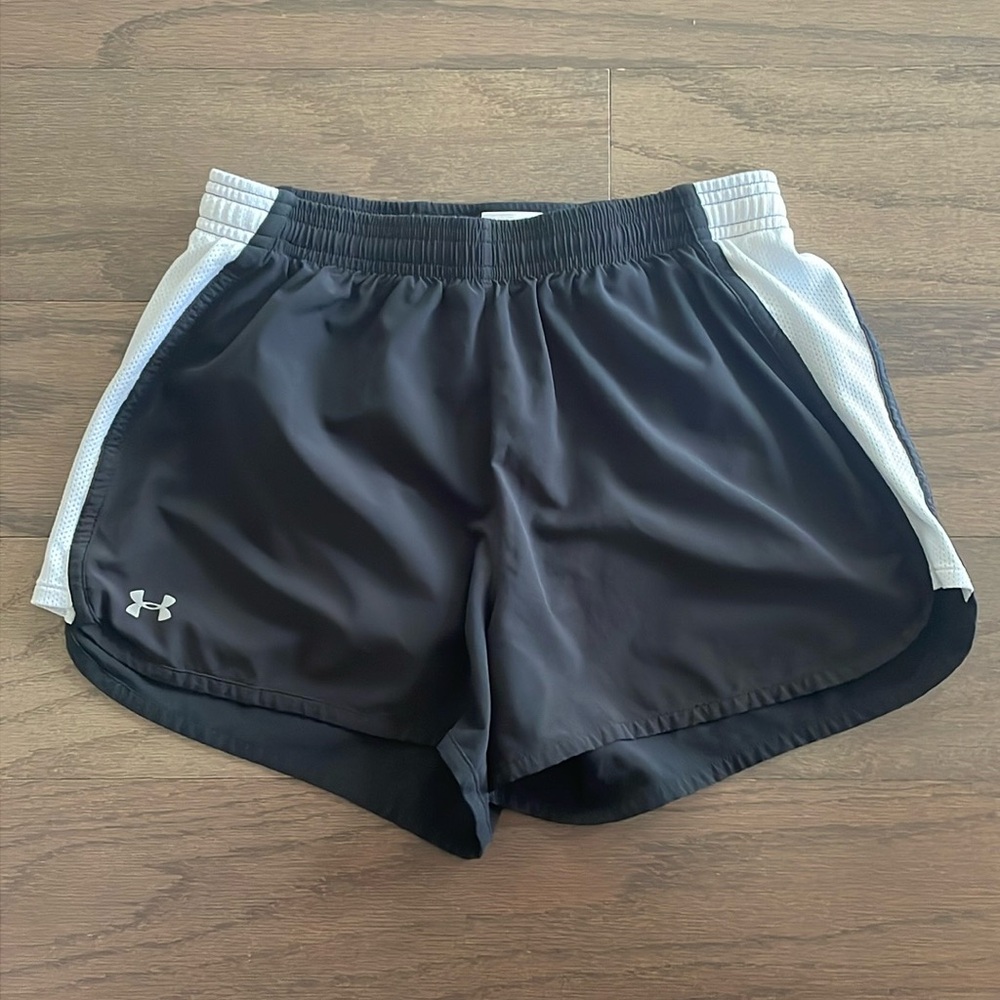 Under Armour Black and White Running Shorts - Size S